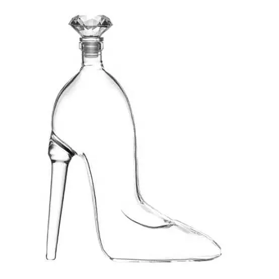 Luxury High Borosilicate 700ml 1000ml 500ml diamonds high-heeled shoes Shape empty Liquor Glass Bottle for gin Vodka whisky