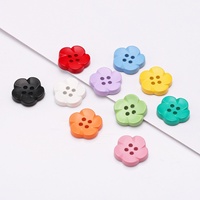 Kancing Jahit Tangan Empat Lubang Resin Plastik Warna-Warni Ramah Lingkungan Berlapis Manik-Manik Desain Bunga Kartun Lucu untuk Pakaian Bayi Anak-Anak