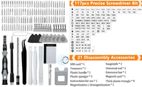 Kit de tournevis magnétique professionnel Mingtu 138 en 1, ensemble d'outils de réparation de précision à 117 pièces avec manche en acier