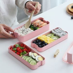 Cheap Leftover Stock Eco Friendly Wheat Three-Layer 1.1L Student Office <b>Microwaved</b> Bento <b>Lunch</b> <b>Box</b> for Kids Bpa Free - Product Image 3