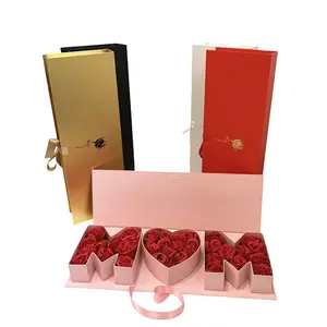 Empty Flower Gift Box Mother's Day MOM Cardboard Letter Shaped Fillable Chocolate Strawberry Candy Packaging
