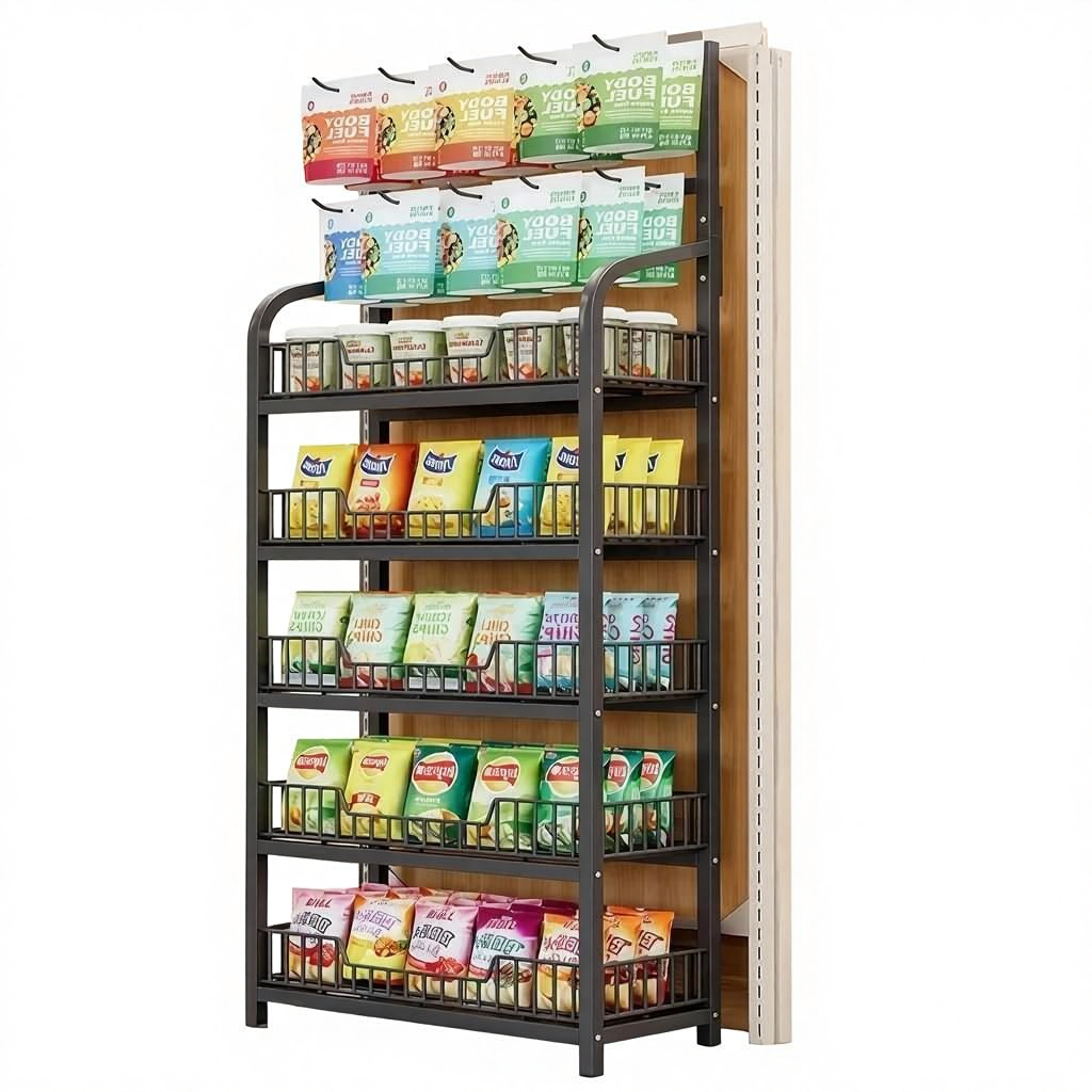 Oleitodh 9-Piece Chip Display Rack With 108 Clips - 30 Inch Metal Retail Stand For Snacks, Concession, Store, Party