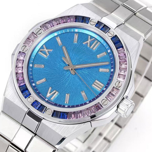 Relojes de Lujo de Alta Gama para Hombre, Clásicos, con Reserva de Marcha Automática, Esfera Azul, Caja con Incrustaciones de Moissanita Azul Púrpura, Nuevos - Product Image 2