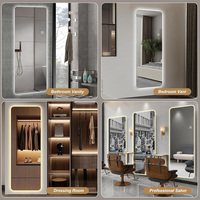 Miroir LED intelligent pour salon, personnalisable, à suspendre au mur, 3 couleurs, à intensité variable, avec interrupteur tactile