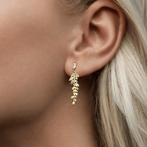 Orecchini Pendenti con Nappine di Grano e Zirconi per Donne, Eleganti Gioielli da Sera alla Moda - Product Image 6