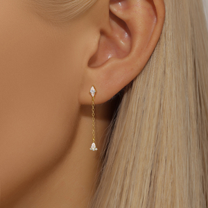 Pendientes de Plata S925 con Diseño Geométrico de Trébol, Gota de Agua, Mariposa y Borla, con Circonitas - Product Image 4