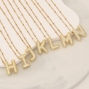 Collier ajustable avec pendentif lettre anglaise (26 lettres) tendance et très vendu pour hommes et femmes, bijou de luxe exquis - Product Image 3