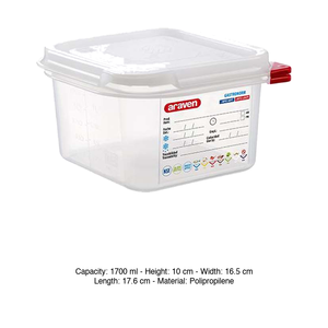 Contenedor de Alimentos de Polipropileno GN 1/6, 17.6 × 16.5 × 10 h cm, con Tapa, -40/+95 ° C Araven - Product Image 3