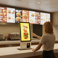 Kiosque de commande et de paiement en libre-service avec écran de 21,5 pouces, fenêtres en verre trempé, Windows 10, pour restaurant