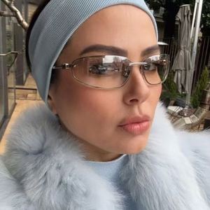 Gafas de Sol Retro de Aleación con Logotipo Personalizado 2025, Gafas de Sol Ovaladas sin Montura Estilo Punk para Mujer, Protección UV400, Estilo Y2K - Product Image 2