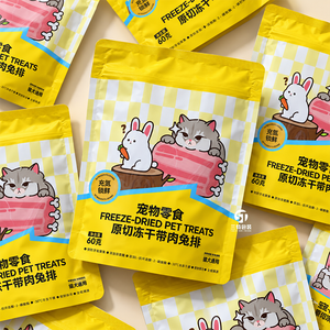 Sachets personnalisés haut de gamme pour aliments pour animaux, sacs à fond plat imprimés UV avec motifs de dessins animés pour friandises lyophilisées pour chats et chiens, métallisés - Product Image 3