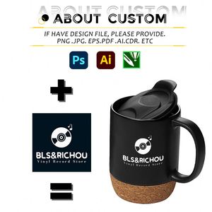 Vente en gros usine : Tasses modernes en céramique émaillée avec base en liège, personnalisables, 11oz, vierges pour sublimation, noires, pour bière et café, avec logo CN/GUA - Product Image 2