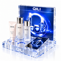 Support d'affichage de maquillage personnalisé OEM d'usine avec rétroéclairage LED de luxe, boîte d'affichage de cosmétiques en acrylique pour l'affichage en magasin de beauté