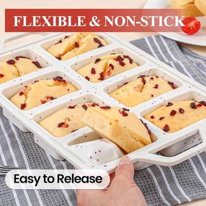 Moule à pâtisserie rectangulaire 8 cavités MUYULINS Factory, qualité platine LFGB, antiadhésif, sans BPA, en silicone, pour gâteaux et muffins. - Product Image 4