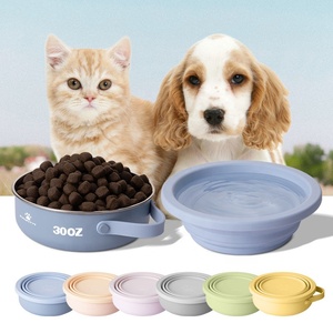 Bol double pliable 2 en 1 pour animaux de compagnie, en silicone souple, pour nourriture et eau, pour chien et chat, pour les voyages en plein air - Product Image 2