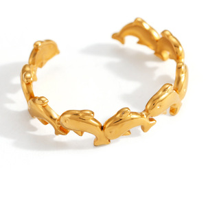 Anillos de Moda Chapados en Oro con Forma de Delfín, Diseño Calado, Joyería Unisex, Regalo, Origen Yiwu - Product Image 5