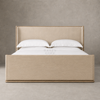 Meubles de chambre à coucher minimalistes OAKEN, meubles de chambre à coucher en bois de luxe, lit avec tête de lit en tissu, meubles de maison