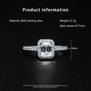 S925 Sterling <strong>Silver</strong> <strong>Ring</strong> Four-claw Sugar Cube <strong>Emerald</strong> Radiant Cut 2CT Moissanite Wedding <strong>Ring</strong> Moissanite Diamond <strong>Ring</strong> - Product Image 5