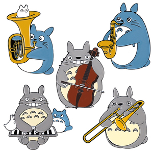 Broches personnalisées en émail pour saxophone, violoncelle, trompette, piano, Totoro, orchestre, épingles à revers, badges de dessin animé, cadeau musical amusant pour enfants et amis - Product Image 1