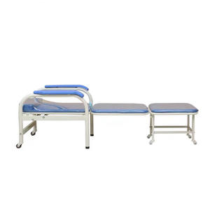 Silla de Acompañante para Hospital, Plegable, Inclinable, Multifuncional, Portátil, con Ruedas, Asiento de Espuma Azul - Product Image 4