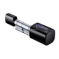 Cylindre intelligent de porte TTlock BLE sans fil en alliage d'aluminium européen avec déverrouillage par empreinte digitale pour la maison
