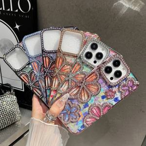 Custodia per Telefono di Lusso con Placcatura, Diamanti Brillanti e Fiori in Strass per <span class=keywords><strong>iPhone</strong></span> <span class=keywords><strong>11</strong></span> 12 13 14 15 16 17 <span class=keywords><strong>Pro</strong></span> Max, <span class=keywords><strong>Cover</strong></span> Morbida Antiurto - Product Image 1