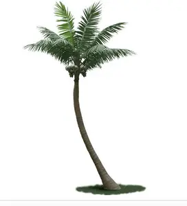 Artificial outdoor Anti-UV Latest plastic artificial palm coconut tree decoration fiber glass coconut tree