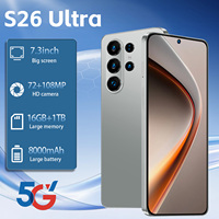 Smartphone S26 Ultra 5G 7,3 pouces 90Hz LED HD Appareil photo 108MP 16 Go 1 To 8000 mAh Charge rapide Face ID GPS Double CDMA Espagnol Français
