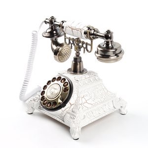 Téléphone <span class=keywords><strong>vintage</strong></span> blanc chromé bronze doré, remplace le livre d'or de mariage, téléphone livre d'or à cadran rotatif avec enregistrement audio - Product Image 2