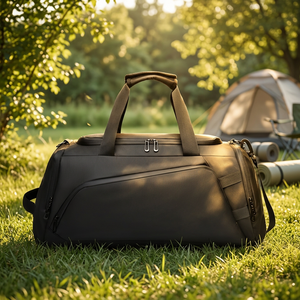 Bolsa de Lona Impermeable Negra, Bolsa de Viaje y Deporte de Gran Capacidad con Compartimento para Zapatos, Mochila Plegable - Product Image 5
