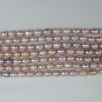 Chaîne de perles de culture d'eau douce en forme de riz violet 9-10 mm pour la fabrication de bijoux DIY, vente en gros de perles