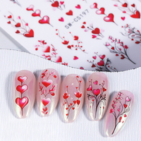 Autocollants 3D Saint-Valentin Rose Cœur Amour pour Ongles, Décorations en Forme de Cœur, Ballon et Fleur, Stickers Décoratifs pour Ongles