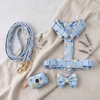 Harness Anjing Ergonomis Anti Tarik Custom, Set Tali Tangan Bebas yang Dapat Disesuaikan, Set Harness Anjing Anti Tarik Bahan Corduroy Bermotif