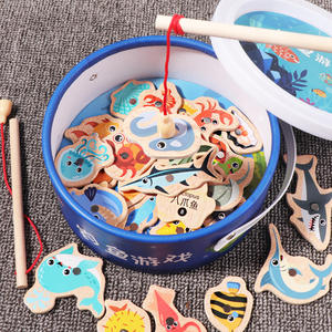 <span class=keywords><strong>Jeu</strong></span> de pêche magnétique pour enfants, <span class=keywords><strong>jeu</strong></span> de pêche magnétique en bois, jouets magnétiques en bois pour la maternelle, l'école préscolaire, les filles et les garçons - Product Image 2