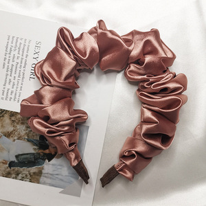Venta caliente de la burbuja de pliegues de diadema <span class=keywords><strong>seda</strong></span> sólido color maquillaje diadema para niñas <span class=keywords><strong>scrunchies</strong></span> - Product Image 6