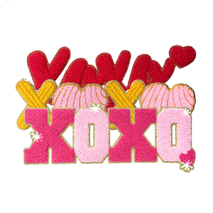 Nouveau design personnalisé saint valentin XOXO Love Chenille fer sur patch paillettes paillettes Chenille Patch pour sweat t-shirt vêtements - Product Image 1