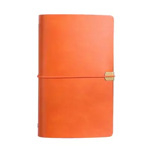 Vente en gros A6 couverture en cuir antique cahier à feuilles mobiles avec sangle rétro Art personnalisable Journal en cuir Journal fournitures scolaires - Product Image 1