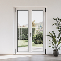Porte double en aluminium à battants en verre trempé moderne et luxueuse avec isolation thermique pour usage extérieur/intérieur