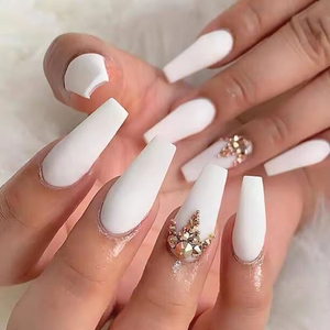 <span class=keywords><strong>Uñas</strong></span> Postizas al por Mayor OEM ODM Hechas a Máquina, Largas, Forma Ataúd, Cuadradas, Francesas, <span class=keywords><strong>Negras</strong></span>, Blancas, con Diamantes de Imitación, de Leopardo, Reutilizables - Product Image 2