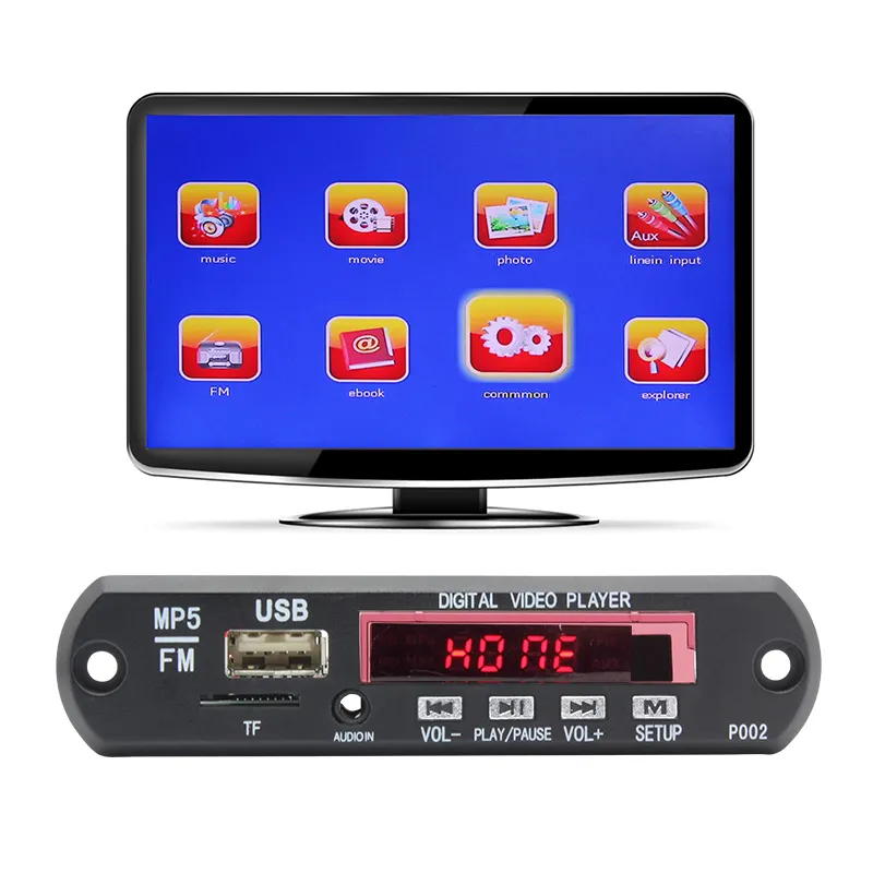 Mp3 Mp4 Mp5 Led 디지털 화면 Bluet00th5.0 모듈 오디오 SD Fm TF 카드 슬롯 WMA 디코더 보드 모듈