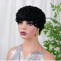 Perruques courtes bouclées en cheveux humains pour femmes, perruque pixie bouclée, perruque entièrement fabriquée à la machine