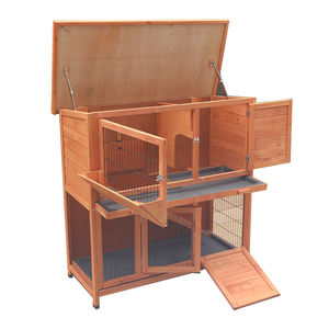Toptan özelleştirilmiş büyük ahşap tavşan kafesi iki katmanlı tel Pet ev kafes tavşan kafesi - Product Image 4