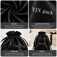 Kantong Debu Satin Hitam Besar Kantong Kemasan Satin Tali Serut Kantong Satin Mini untuk Perjalanan Dengan Logo Cetak