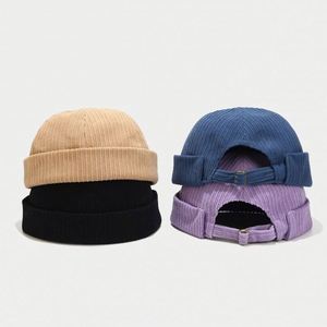 Nouveau bonnet marin en velours côtelé uni pour hommes et femmes, simple, sans bord, style pêcheur, promotionnel, cadeau - Product Image 2