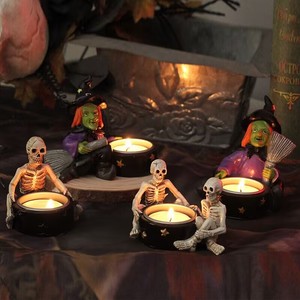 Decoración <span class=keywords><strong>de</strong></span> Halloween <span class=keywords><strong>de</strong></span> Resina: <span class=keywords><strong>Bruja</strong></span> con Portavelas <span class=keywords><strong>de</strong></span> 10*8.2*8.9cm, Accesorios <span class=keywords><strong>de</strong></span> Fiesta, Decoración <span class=keywords><strong>de</strong></span> Casa - Product Image 2