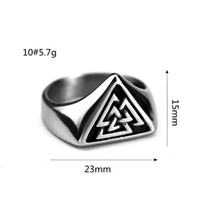 yunnique Men's Nordic Viking Triangle Symbol <b>Ring</b> Stainless Steel Geometric Design Hip Hop Style Gift Jewelry - Product Image 5
