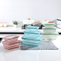 Ensemble de 3 boîtes de rangement pour réfrigérateur moderne, boîtes carrées hermétiques en plastique pour le rangement des aliments pour le déjeuner et les fruits dans la cuisine