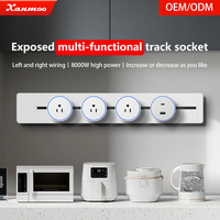 Système de rail électrique intelligent pour bureau et cuisine, 8000W, courant nominal 15A, multifonctionnel, prise sur rail standard américaine