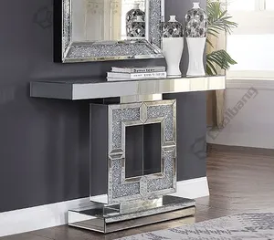 Table Console miroir en argent avec diamant au Design de couloir carré, décoration de la maison, meuble décoratif de qualité