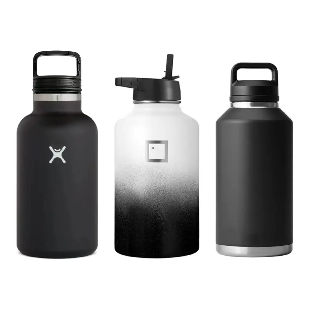 64oz Hydro Stainless Steel Wide Mouth Water Jug Insulated Sports Canteen Thermoflask Water Bottle Flask with Straw Lid